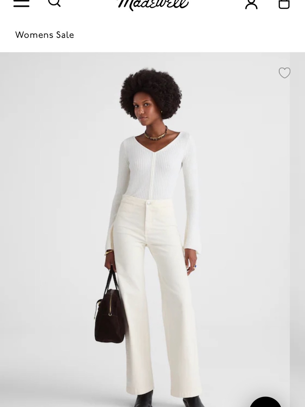 Madewell Corduroy Cream High-Rise Wide-Leg Jeans